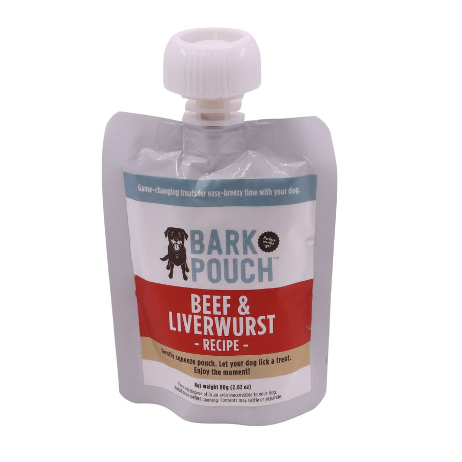 white Bark Pouch in Beef & Liverwurst recipe treat for dogs