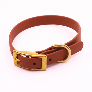 Pre Made Brass Small Dog Collar - 5/8" Width - X-Small (Fits 10-13") - Caramel