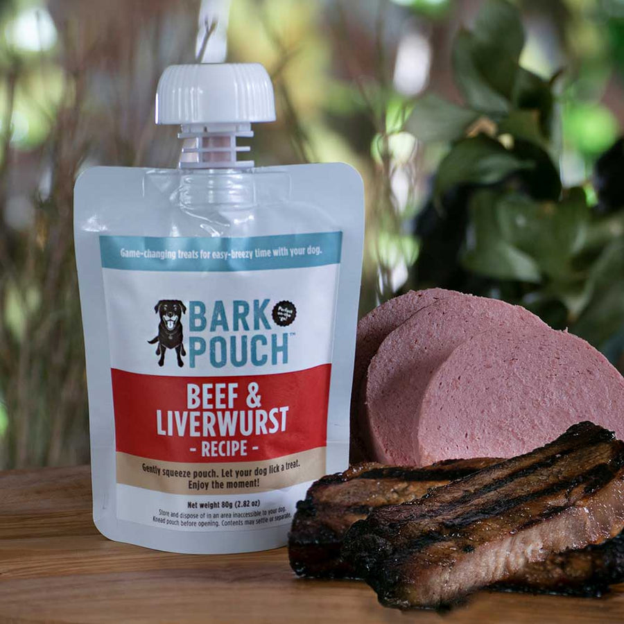 Bark Pouch Beef & Liverwurst Recipe on a table next to bologna and ribs