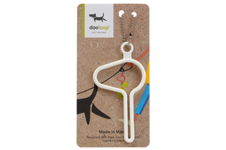 white Dooloop Dog Waste Bag Holder on display card