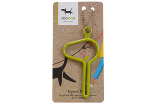 matcha green Dooloop Dog Waste Bag Holder on display card