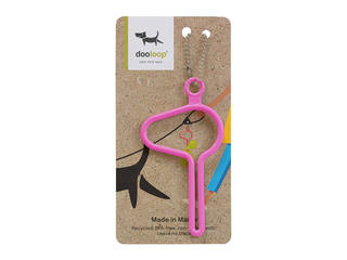 pink Dooloop Dog Waste Bag Holder on display card