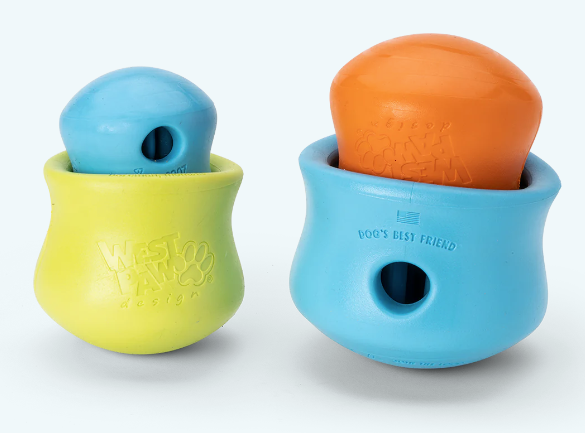 four Toppls' of different sizes showing ways to play in aqua blue, green apple and tangerine 