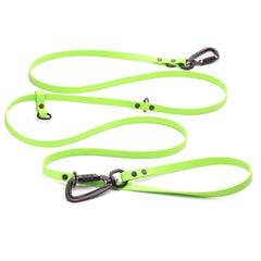 light green biothane hands free dog leash with sport hardware on white background