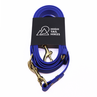 Pre Made Simple Brass Hands Free Leash - Large (3/4") - 7 ft- Blueberry ** Non-Standard Length