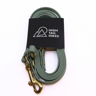 Pre Made Simple Brass Hands Free Leash - Medium (1/2") - 7 ft- Sage ** Non-Standard Length