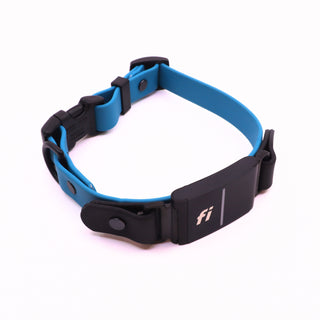 Pre Made Fi Series 3/3+ Layered Sport Collar - 3/4" Width - Small (Fits 13-15") - Ocean with Black Accents