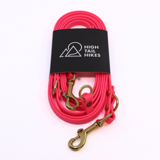 Pre Made Brass Multiway Hands Free Leash - Small (3/8") - 8 ft- Flamingo