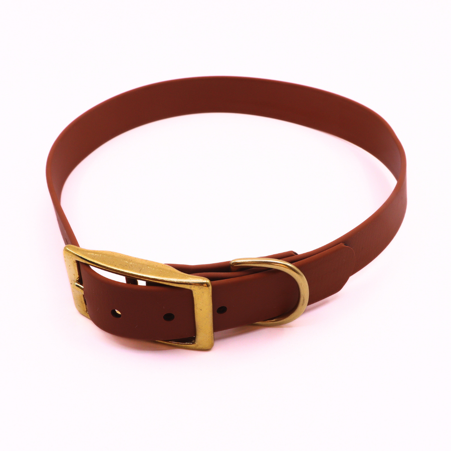 Pre Made Brass Collar - 1" Width - Extra Large (Fits 20-25") - Caramel
