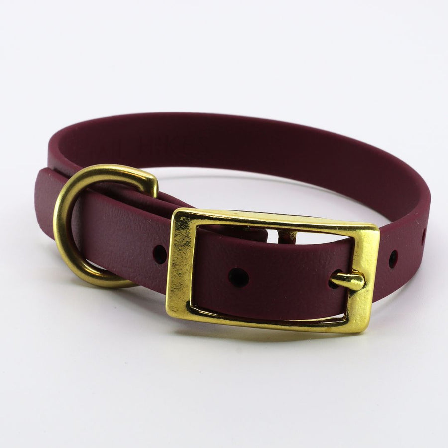 small plum classic biothane collar for small dogs with brass hardware