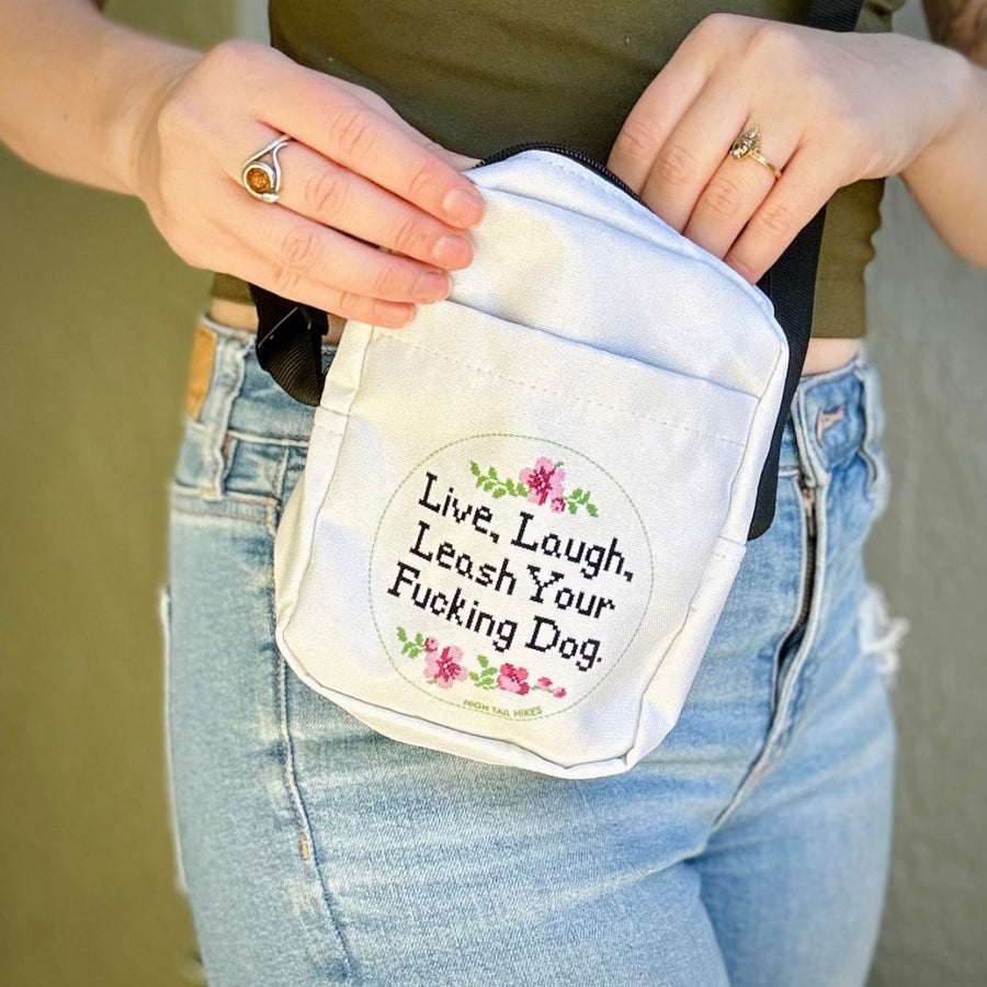 Live Laugh Leash Cross Stitch Cross Body Bag