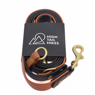 Pre Made Multiway Hands Free Leash - Brass - Large(3/4") - 6 ft- Black with Caramel - Traffic Handle at 12"