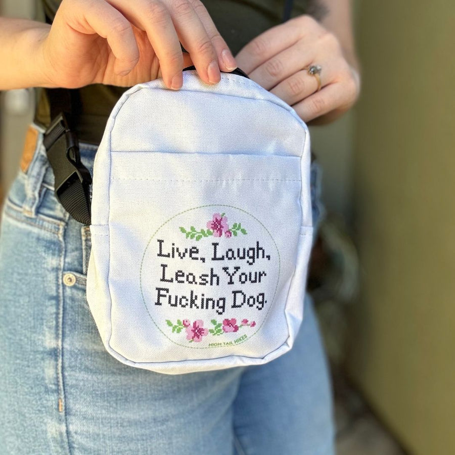 Live Laugh Leash Cross Stitch Cross Body Bag