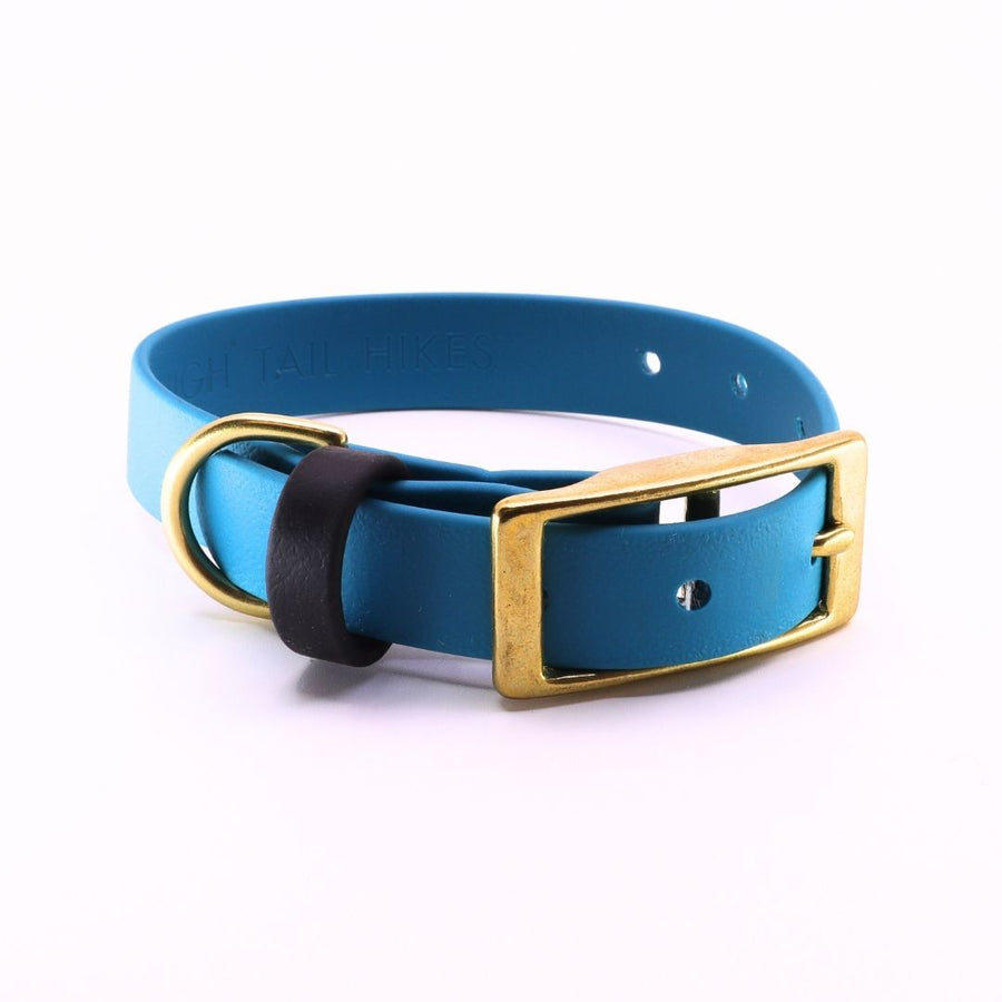 Pre Made Brass Collar - Small (Fits 8" -12") - Ocean with Black Keeper Strap