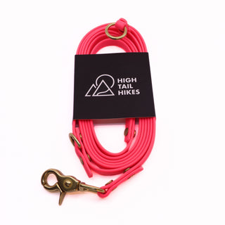 Pre Made Simple Hands Free Leash - Brass - Small (3/8") - 7 ft 3 in - Flamingo - Scissor Snaps ** NON STANDARD LENGTH **