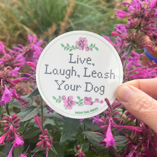 Live, Laugh, Leash Cross Stitch Sticker (G Rated)