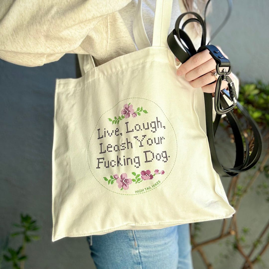 Live, Laugh, Leash Cross Stitch Tote