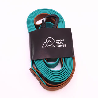 Pre Made Custom Long Line - Sport - Large (3/4") - 12 ft - Teal with Caramel - Traffic Handle at 18" + D-Ring on Handle