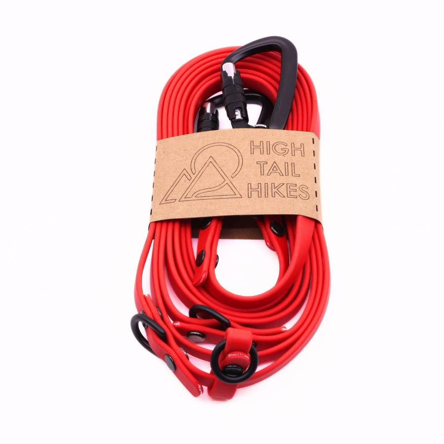 Pre Made Sport Hands Free + Convertible Leash - Small (3/8") - 9 ft - Red