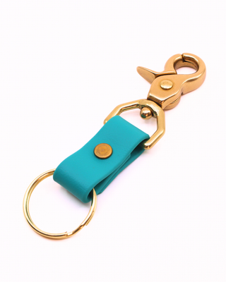 Brass Scissor Snap Keychain in Teal BioThane