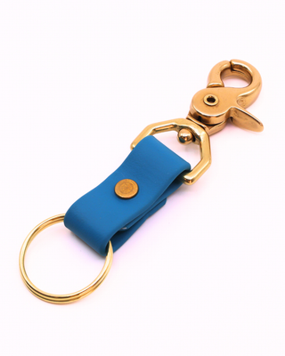 Brass Scissor Snap Keychain in Blueberry BioThane