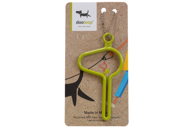 matcha green Dooloop Dog Waste Bag Holder on display card