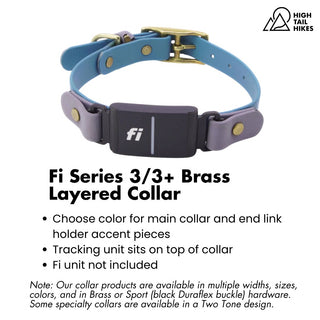 Fi Series 3/3+ Brass Layered Collar with key features outlined on a white background