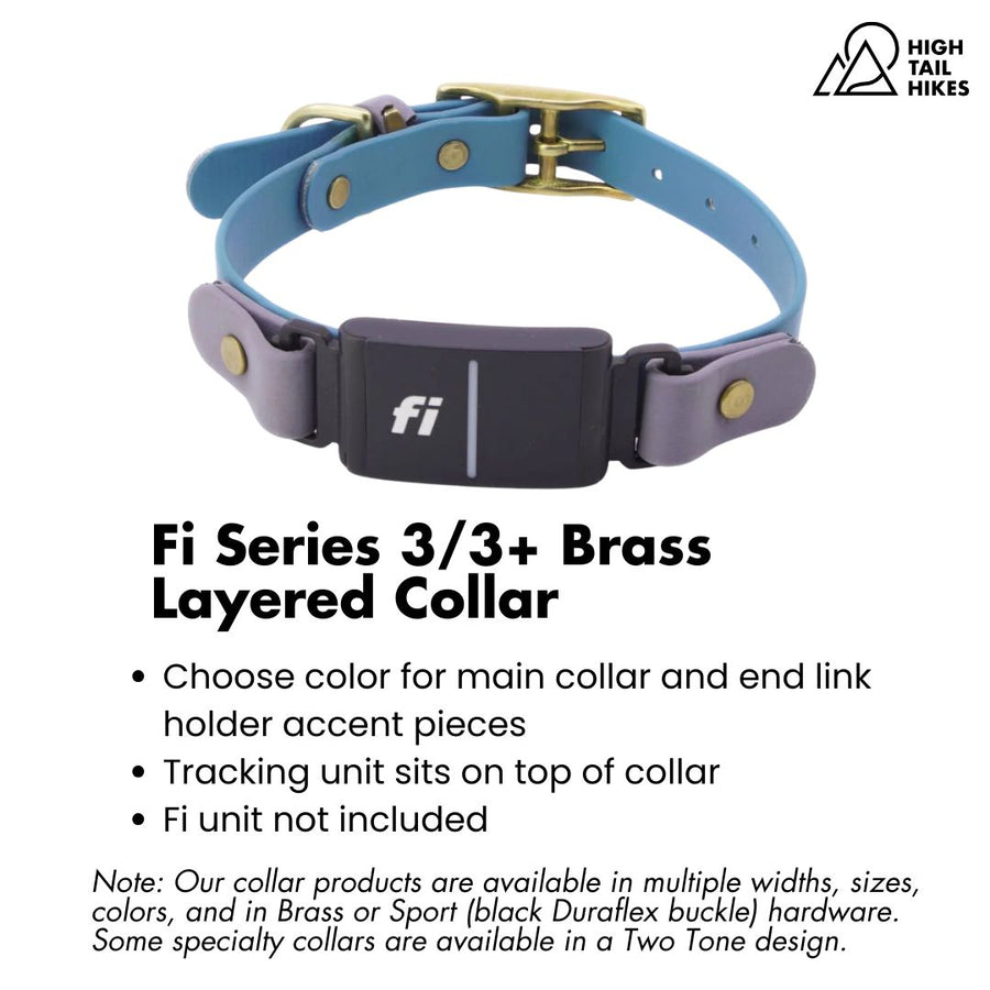 Fi Series 3/3+ Brass Layered Collar with key features outlined on a white background