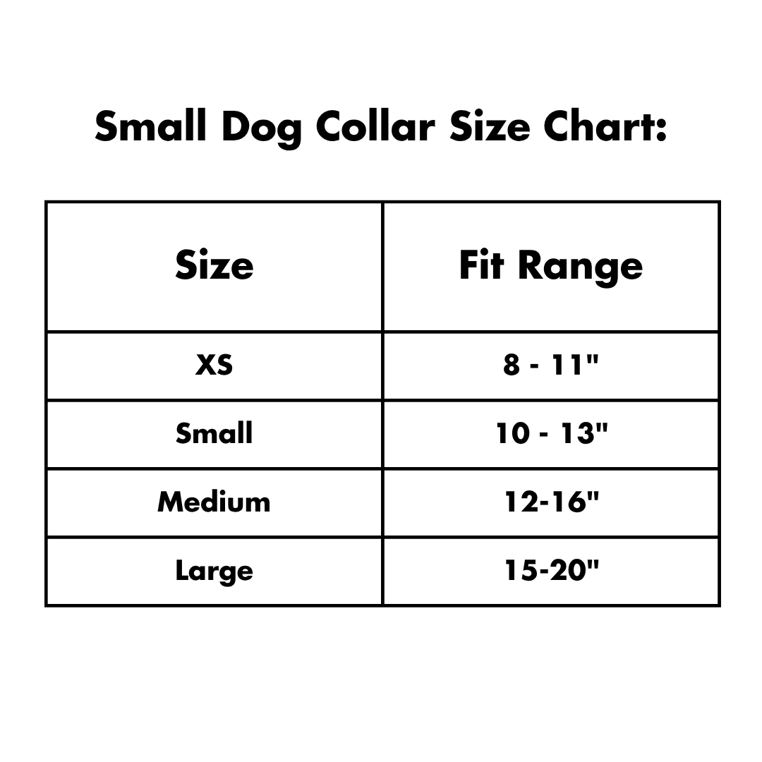 Colar Sizes Table BioThane® Dog Collar for Small Dogs - Collars for Miniature Dogs ...