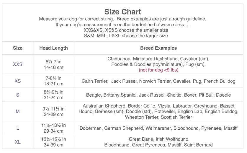 OutFox Field Guard Size Chart