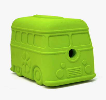 Green Retro van Durable chew dog toy and treat dispenser