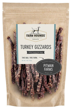 tan package of Farm Hounds Turkey Gizzards