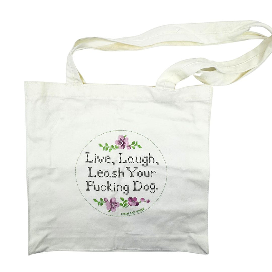 Live, Laugh, Leash Cross Stitch Tote