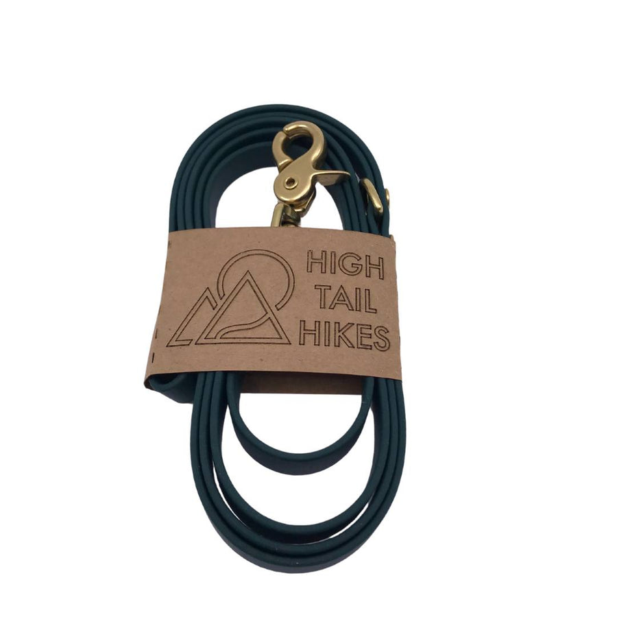 Pre Made Brass Leash - Medium (1/2") - 5ft - Forest Green - Standard Loop Handle - Scissor Snaps - D-Ring at Base of Handle