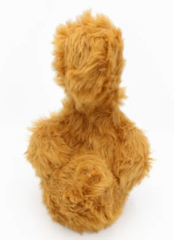 back of plush emu dog toy