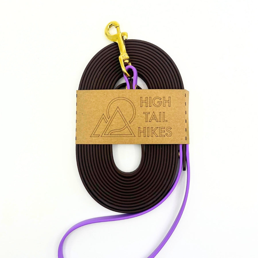 Pre Made Brass Long Line - Small (3/8") - 15 Foot- Chocolate with Lavender - Standard Loop Handle