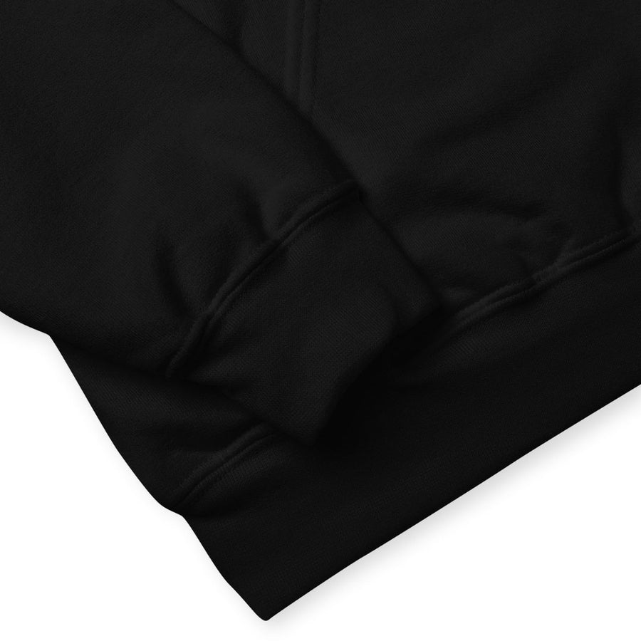 bottom hem of black hoodie