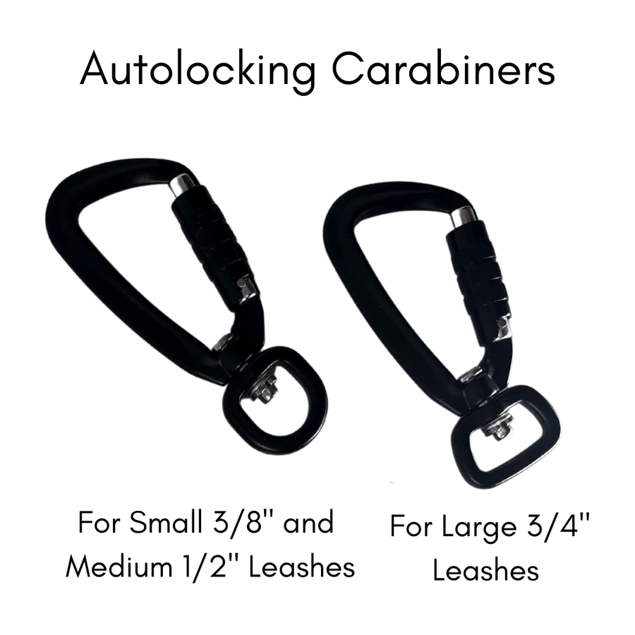 close up of sport hardware autolocking carabiners on white background