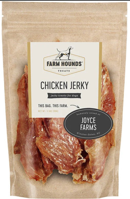 chicken jerky in brown and clear package