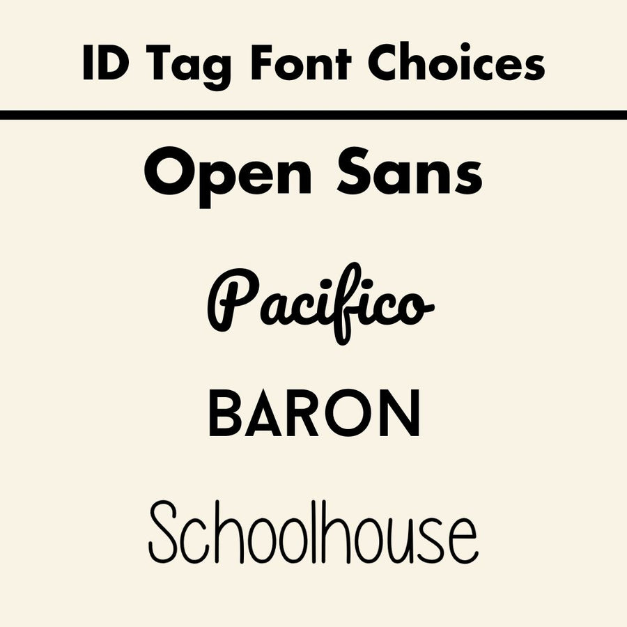 graphic showing ID Tag Font Choices