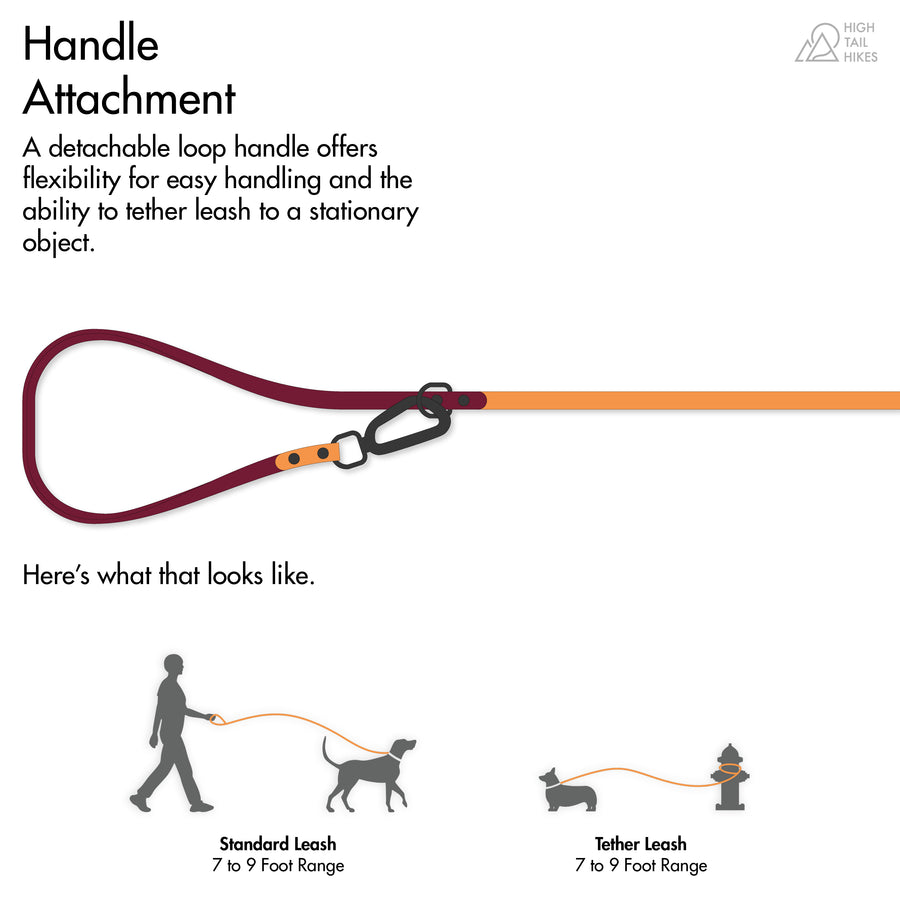 diagram of handle attachment on biothane dog leash