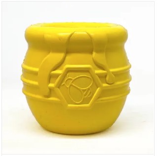 Yellow Rubber Honey Pot Treat Dispenser and Enrichment Dog Toy