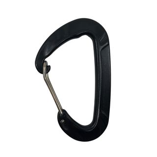 black carabiner on white background
