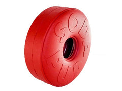 red lifesaver durable chew dog toy and treat displenser