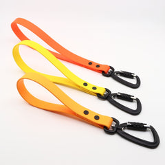 biothane sport traffic handles in orange, poppy and goldenrod