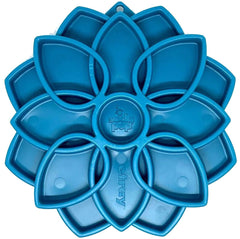 blue mandala design on the dog etray enrichment lick tray