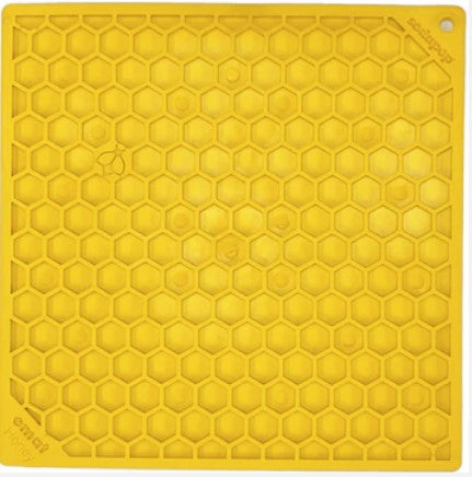 dog enrichment emat in yellow honeycomb