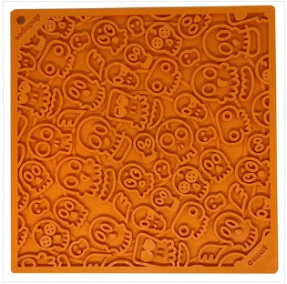 orange zombie design on dog enrichment lick mat